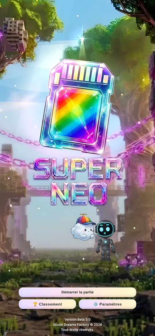 Le menu principal de Super Neo
